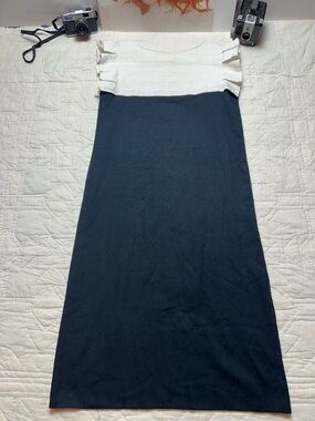 Vintage 90s Minimalist Column Dress | Quiet Luxury Colorblock · David Warren